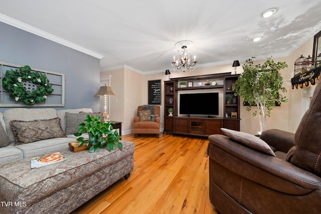 404 E Mountain View Rd Unit 204, Johnson City, TN 37601 - living area featuring light wood-type flooring, a chandelier, crown molding, and baseboards