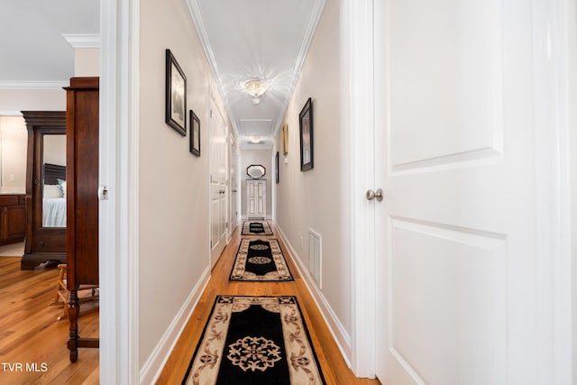 404 E Mountain View Rd Unit 204, Johnson City, TN 37601 - hall with attic access, light wood-style flooring, ornamental molding, and baseboards