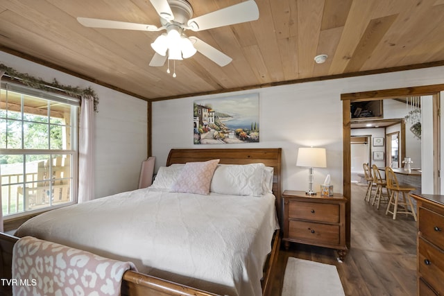 114 Adam And Corby Rd, Limestone, TN 37681 - bedroom with wood ceiling, wood finished floors, and ornamental molding