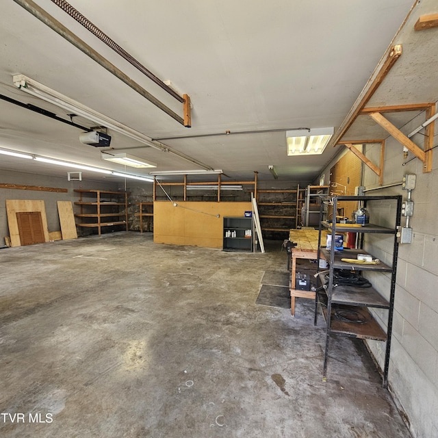 515 Chuckey Pike, Chuckey, TN 37641 - garage with a garage door opener and concrete block wall