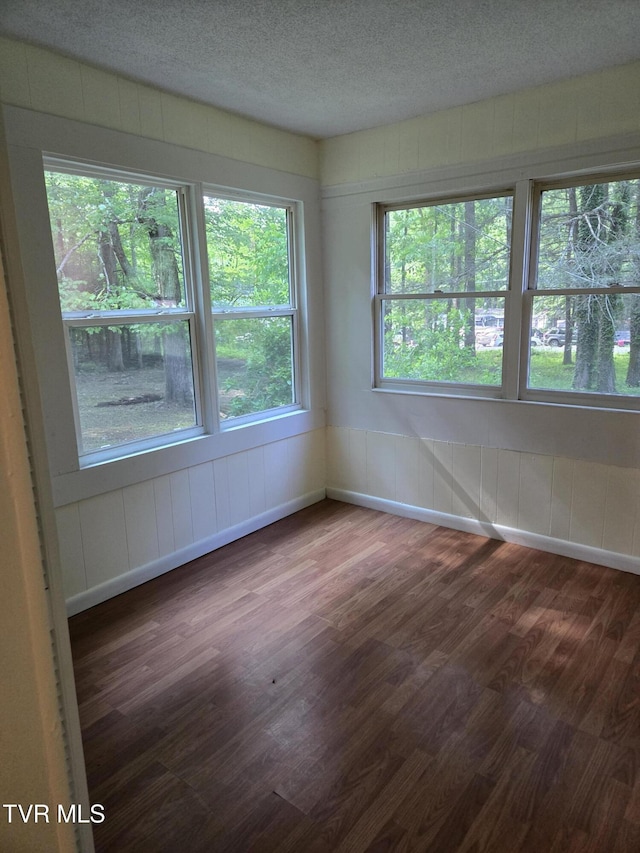 1510 Rock Creek Rd, Erwin, TN 37650 - spare room with dark wood-style flooring, plenty of natural light, a textured ceiling, and baseboards