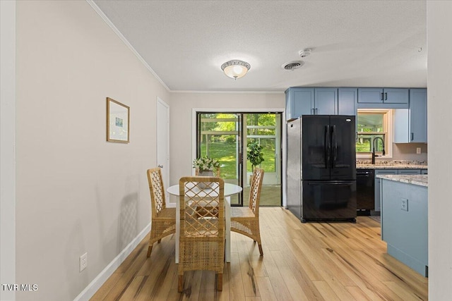 1820 Brook Hollow Rd, Johnson City, TN 37604 - dining space featuring light wood-type flooring, crown molding, a textured ceiling, and baseboards