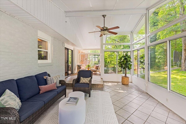 1820 Brook Hollow Rd, Johnson City, TN 37604 - sunroom with a ceiling fan, an outdoor hangout area, and healthy amount of natural light