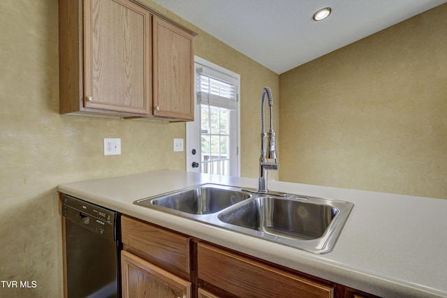 185 Thelma Hannabas Ln, Jonesborough, TN 37659 - kitchen featuring dishwasher, a sink, light countertops, light brown cabinets, and recessed lighting