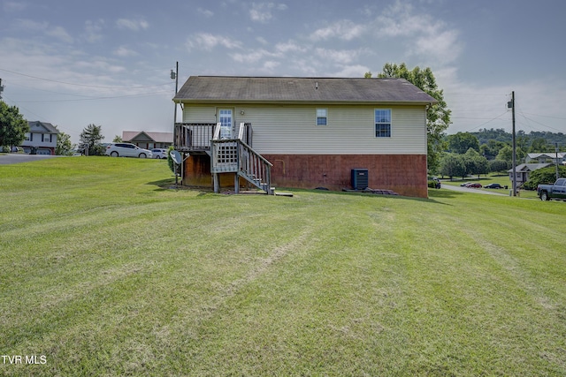 185 Thelma Hannabas Ln, Jonesborough, TN 37659 - rear view of property with stairway, a yard, and a deck