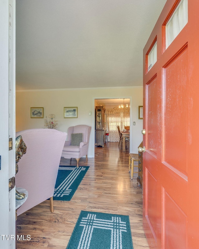 396 High Cir, Bristol, TN 37620 - entrance foyer with a chandelier and wood finished floors