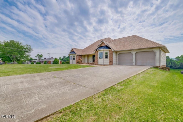 229 Ridgecrest Rd, Jonesborough, TN 37659 - view of front facade featuring an attached garage, driveway, brick siding, and a front lawn