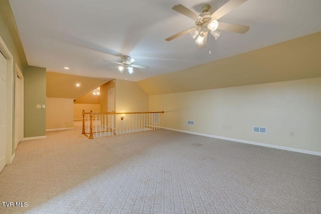 229 Ridgecrest Rd, Jonesborough, TN 37659 - bonus room with ceiling fan, carpet floors, vaulted ceiling, and baseboards