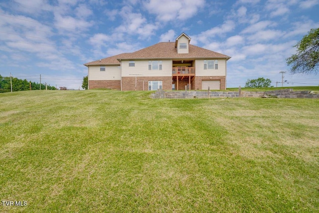 229 Ridgecrest Rd, Jonesborough, TN 37659 - rear view of house with brick siding, a lawn, and a balcony