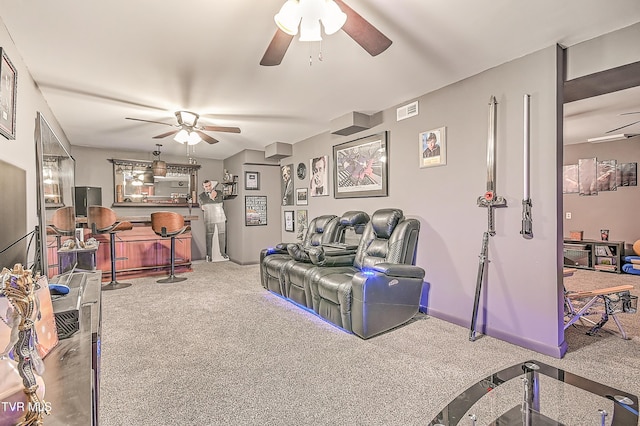 1495 Fishpond Rd, Chuckey, TN 37641 - carpeted living area with ceiling fan and baseboards