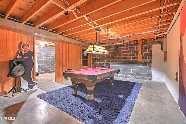 1495 Fishpond Rd, Chuckey, TN 37641 - playroom with concrete floors, billiards, and concrete block wall