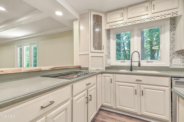505 Red Oak Ln, Kingsport, TN 37663 - kitchen featuring dishwasher, plenty of natural light, black electric cooktop, recessed lighting, and white cabinetry