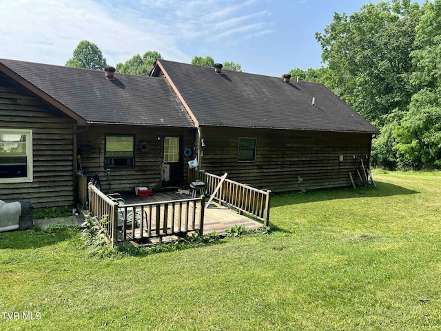 12615 Star Branch Rd, Coeburn, VA 24230 - back of property featuring a wooden deck and a lawn