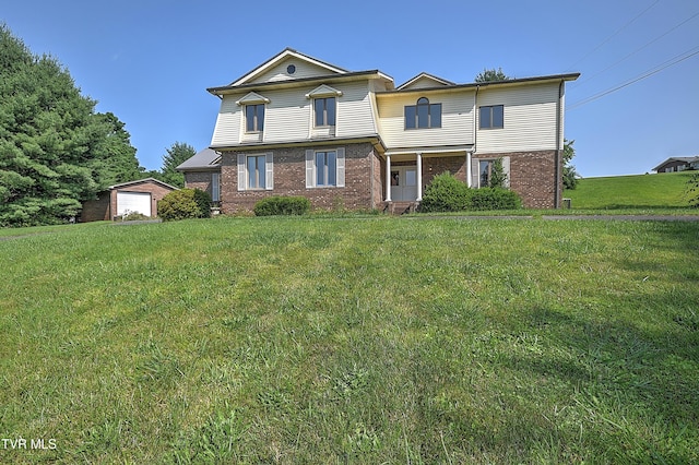 14191 King Mill Pike, Bristol, VA 24202 - view of front of property with brick siding, a front yard, and a garage