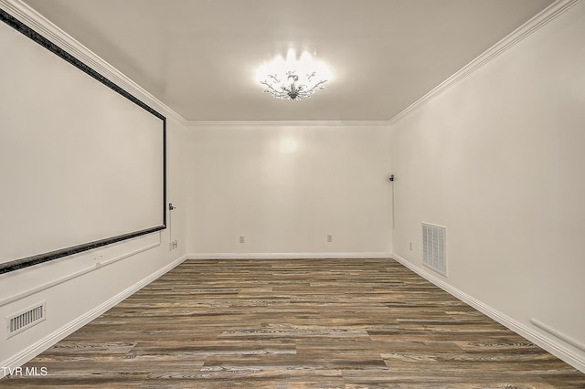 14191 King Mill Pike, Bristol, VA 24202 - home theater with ornamental molding, dark wood-style floors, and baseboards