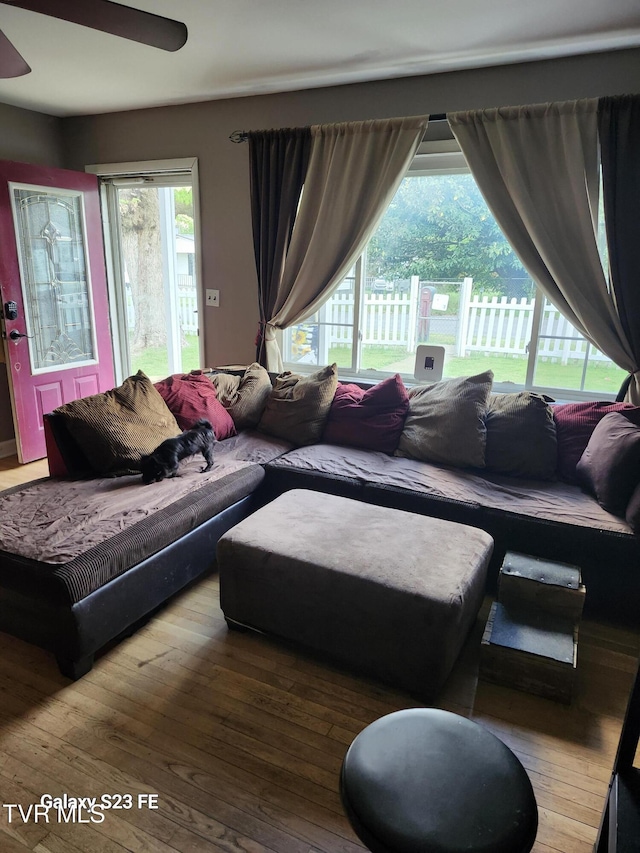 127 Banner St, Erwin, TN 37650 - living area featuring wood-type flooring and ceiling fan