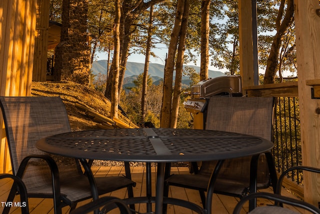 383 S Tva Rd, Bristol, TN 37620 - wooden terrace featuring a mountain view and outdoor dining space