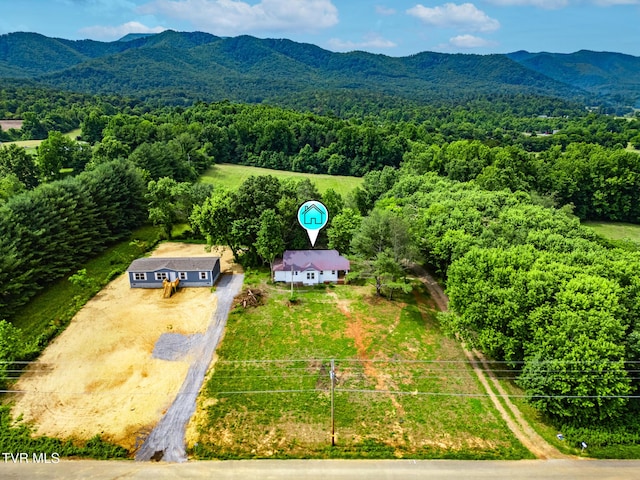 740 Fishpond Rd, Chuckey, TN 37641 - aerial view of property and surrounding area with a forest and mountains