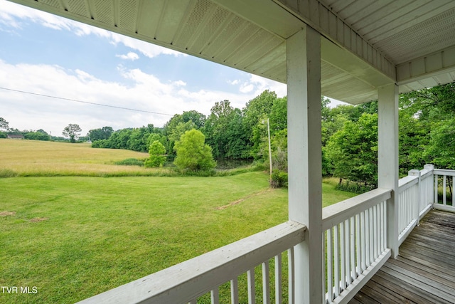 2898 Watauga Rd, Johnson City, TN 37601 - wooden deck featuring a lawn and view of scattered trees