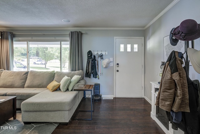 175 Shenandoah Dr, Johnson City, TN 37601 - living area with a textured ceiling, plenty of natural light, ornamental molding, and wood finished floors