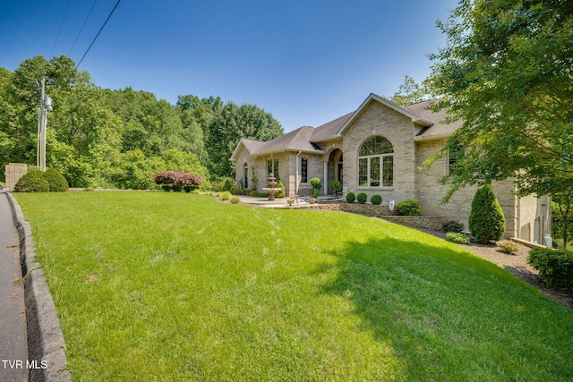 100 Pointe Dr, Piney Flats, TN 37686 - view of front of house with a front yard, brick siding, and roof with shingles