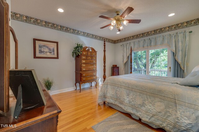 100 Pointe Dr, Piney Flats, TN 37686 - bedroom with light wood-style flooring, baseboards, recessed lighting, and ceiling fan
