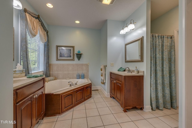 100 Pointe Dr, Piney Flats, TN 37686 - bathroom featuring vanity, tile patterned flooring, baseboards, a bath, and recessed lighting
