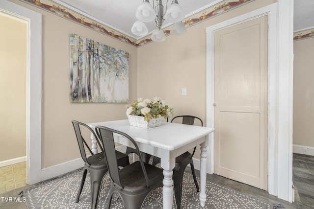 2012 Euclid Ave, Bristol, VA 24201 - dining room with a chandelier and baseboards