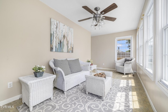 2012 Euclid Ave, Bristol, VA 24201 - living area featuring a ceiling fan and baseboards