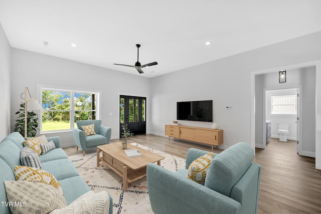 1930 Erwin Hwy, Greeneville, TN 37745 - living area featuring plenty of natural light, ceiling fan, light wood finished floors, and recessed lighting