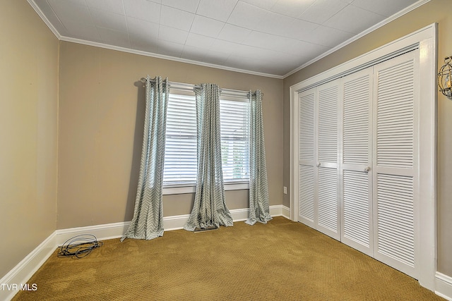 1241 Carolina Ave, Bristol, TN 37620 - unfurnished bedroom with carpet floors, crown molding, a closet, and baseboards