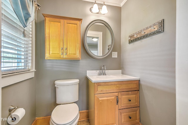 1241 Carolina Ave, Bristol, TN 37620 - bathroom featuring vanity, toilet, and crown molding