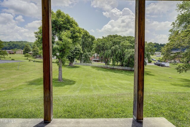 296 Redstone Dr, Bluff City, TN 37618 - view of green lawn featuring view of wooded area