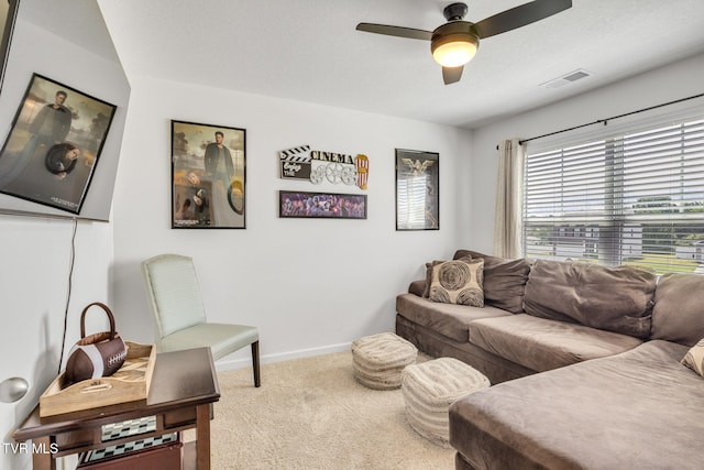 1058 Raccoon Ln, Piney Flats, TN 37686 - carpeted living area featuring ceiling fan and baseboards