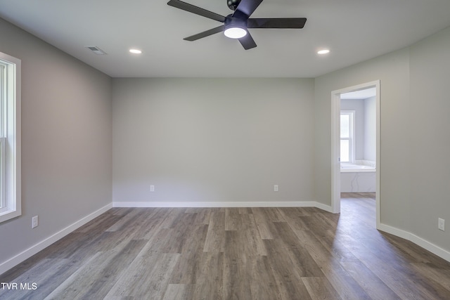 1105 Laurel Way, Mountain City, TN 37683 - spare room with wood finished floors, a ceiling fan, baseboards, and recessed lighting