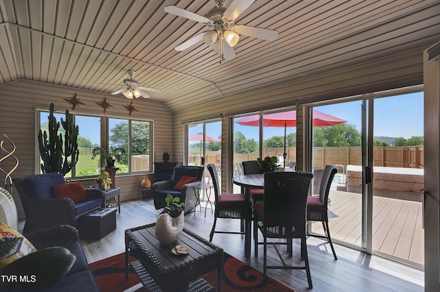 17308 Crabtree Ct, Bristol, VA 24202 - sunroom featuring lofted ceiling, a deck, and wood finished floors