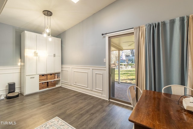 172 Dakota Rd, Bristol, VA 24201 - dining area featuring dark wood-style flooring, wainscoting, and a decorative wall