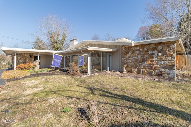 172 Dakota Rd, Bristol, VA 24201 - rear view of property with stone siding and a chimney