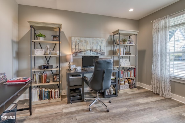 85 Slonaker Cir, Jonesborough, TN 37659 - office area with wood finished floors, baseboards, and recessed lighting
