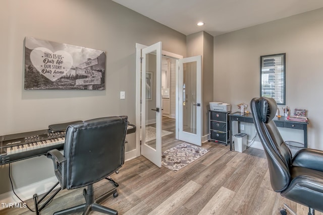 85 Slonaker Cir, Jonesborough, TN 37659 - home office with french doors, wood finished floors, recessed lighting, and baseboards