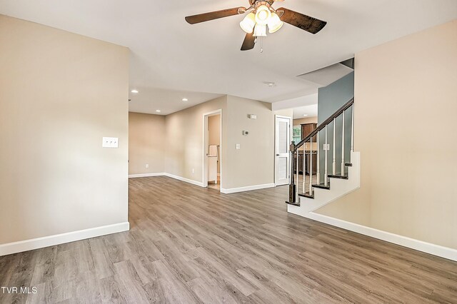 660 S Jena Beth Dr Unit 1, Elizabethton, TN 37643 - unfurnished room featuring ceiling fan, wood finished floors, stairway, and recessed lighting