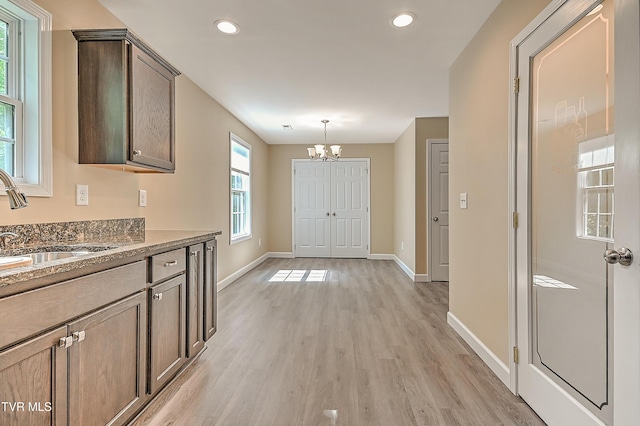 660 S Jena Beth Dr Unit 1, Elizabethton, TN 37643 - kitchen with a chandelier, light wood-type flooring, and recessed lighting