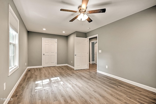 660 S Jena Beth Dr Unit 1, Elizabethton, TN 37643 - unfurnished bedroom with light wood-type flooring, recessed lighting, and a ceiling fan