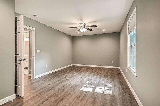 660 S Jena Beth Dr Unit 1, Elizabethton, TN 37643 - unfurnished room with ceiling fan, wood finished floors, a smoke detector, and recessed lighting
