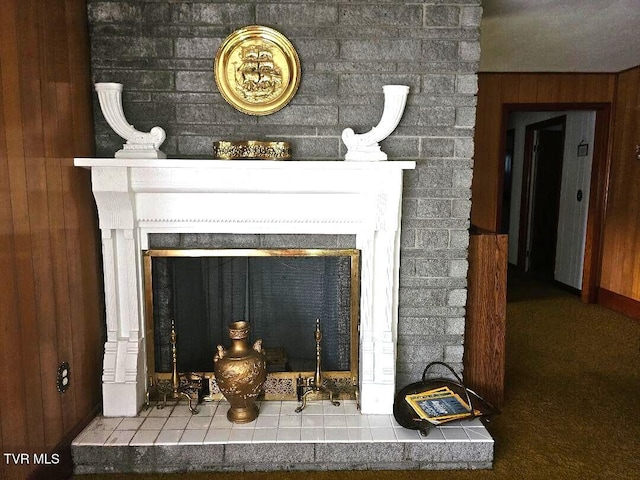 919 Coeburn Rd, Wise, VA 24293 - detailed view of a tile fireplace and wooden walls