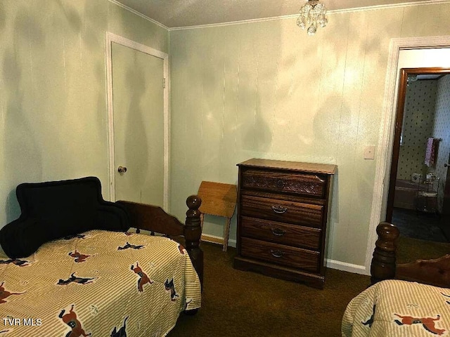 919 Coeburn Rd, Wise, VA 24293 - bedroom with dark colored carpet, ornamental molding, and baseboards