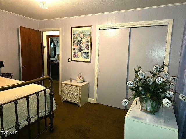 919 Coeburn Rd, Wise, VA 24293 - bedroom with dark carpet, a closet, and ornamental molding