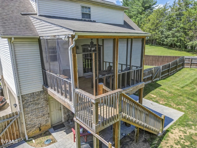 1032 Austin Ridge Ct, Piney Flats, TN 37686 - wooden deck featuring a sunroom and a fenced backyard