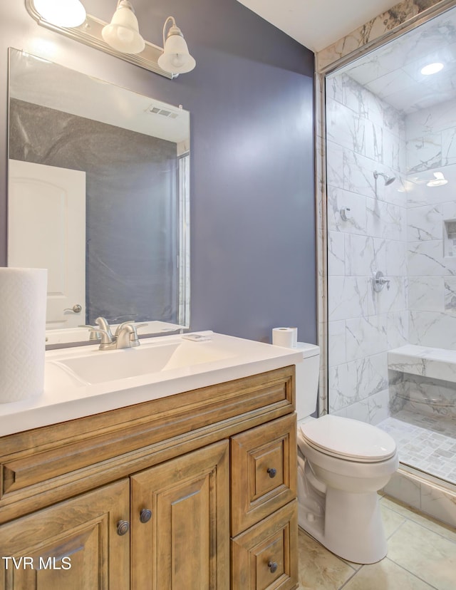 1032 Austin Ridge Ct, Piney Flats, TN 37686 - bathroom featuring vanity, a shower stall, and tile patterned floors