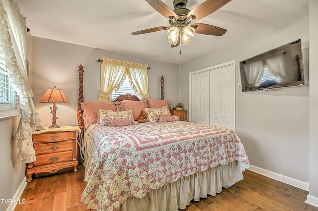 404 Stuffle St, Kingsport, TN 37660 - bedroom with a closet, hardwood / wood-style flooring, and a ceiling fan